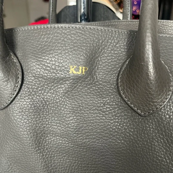 Mark & Graham Gray Elisabetta Slouch Leather Satchel tote pebbled leather Italy - Picture 2 of 6